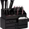 Relaxdays Make-up Organizer - Tweedelig - Cosmetica Opbergdoos + Lippenstift Houder - Zwart -Mode-Cosmetica Winkel 1032x1200 2