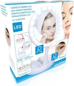Grundig Opmaakspiegel - LED-verlichting - Opbergruimte Sieraden - Gewone En Vergrotende Spiegel - Wit -Mode-Cosmetica Winkel 1037x1200 4