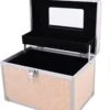 Merkloos Beauty Vanity Case - Make Up Koffer - Roze Met Glitters - Met Spiegel En Extra Opbergvak