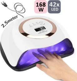 De Sera UV Lamp Gelnagels 168W - LED Lamp Nagels - Gellak Lamp - Nageldroger Met 2.5 Meter Lang Snoer - Wit