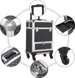 Monkey's Aluminium Kapperskoffer - Zwart - Beauty Case - Cosmeticakoffer - Make-upkoffer - Trolley - 360 Graden Wielen - 34 X 24 X 55.5 Cm 14 Monkey's Aluminium Kapperskoffer - Zwart - Beauty Case - Cosmeticakoffer - Make-upkoffer - Trolley - 360 Graden Wielen - 34 X 24 X 55.5 Cm -Mode-Cosmetica Winkel 1155x1200 2