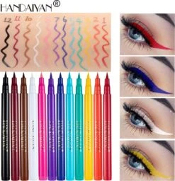 HANDAIYAN 12 Kleuren Mat Sneldrogend Niet Gemakkelijk Uit Te Vegen Kleur Eyeliner Set Make-up Show -Mode-Cosmetica Winkel 1158x1200 4