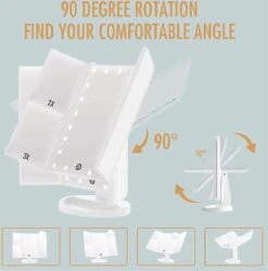 UNIQ Trifold Make Up Spiegel Met LED Verlichting En 2 Vergrootspiegels - Staande Spiegel - 21 LED-lampjes - Op Batterijen En USB (kabel Incl) - Wit -Mode-Cosmetica Winkel 1186x1200 7