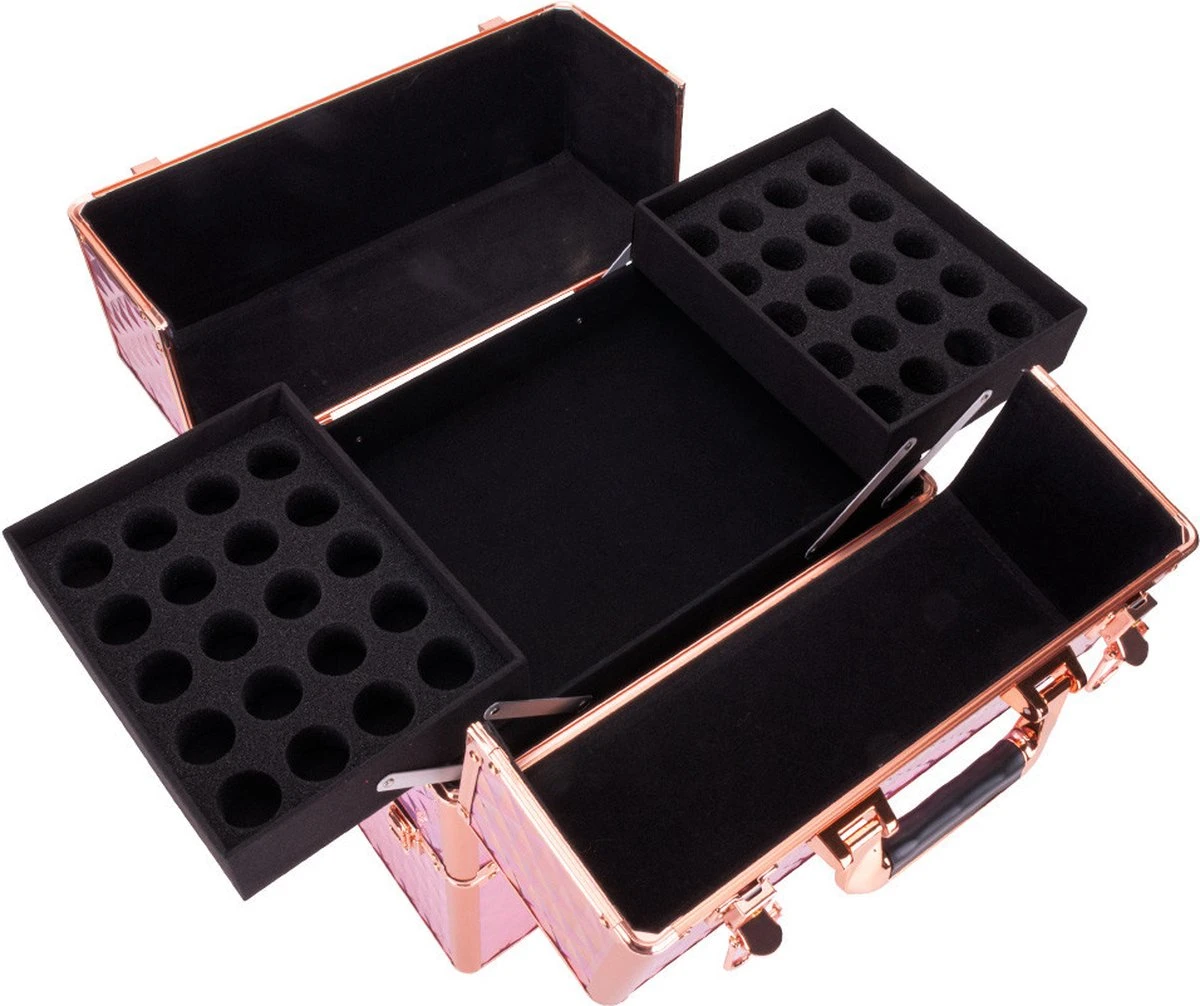 Koffer Groot Holo/Golden Rose XXL Met Opbergvakken 8 Koffer Groot Holo/Golden Rose XXL Met Opbergvakken - Afbeelding 6