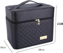 Confibel Make Up Koffer - Uitklapbaar - 5 Opbergbakken - Met Spiegel - Zwart -Mode-Cosmetica Winkel 1200x1011