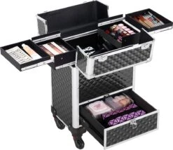 Monkey's Aluminium Kapperskoffer - Zwart - Beauty Case - Cosmeticakoffer - Make-upkoffer - Trolley - 360 Graden Wielen - 34 X 24 X 55.5 Cm 19 Monkey's Aluminium Kapperskoffer - Zwart - Beauty Case - Cosmeticakoffer - Make-upkoffer - Trolley - 360 Graden Wielen - 34 X 24 X 55.5 Cm -Mode-Cosmetica Winkel 1200x1040 2