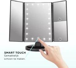 ECCEB Make-up Spiegel - LED Verlichting - Vergrootspiegel - Inklapbaar - 22 LED Lampjes - Draaibaar - Batterij & USB Oplaadbaar - Smart Touch -Mode-Cosmetica Winkel 1200x1065