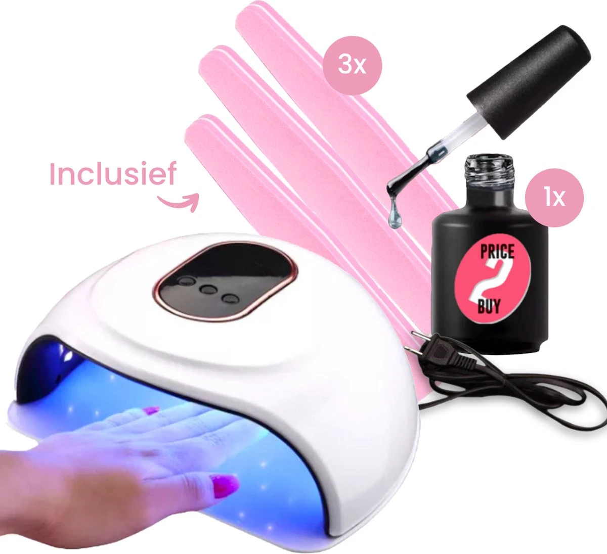 Price2buy UV Lamp Gelnagels + Extra's - Nagellamp - Set Met Nageldroger - Gellak Lamp - Draagbaar 3 Price2buy UV Lamp Gelnagels + Extra's - Nagellamp - Set Met Nageldroger - Gellak Lamp - Draagbaar