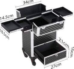 Monkey's Aluminium Kapperskoffer - Zwart - Beauty Case - Cosmeticakoffer - Make-upkoffer - Trolley - 360 Graden Wielen - 34 X 24 X 55.5 Cm 18 Monkey's Aluminium Kapperskoffer - Zwart - Beauty Case - Cosmeticakoffer - Make-upkoffer - Trolley - 360 Graden Wielen - 34 X 24 X 55.5 Cm -Mode-Cosmetica Winkel 1200x1107 5