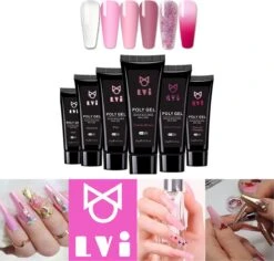 Elvi Polygel Starterskit - Complete Set Inc. USB UV/Led Mini Lamp-Nagelverlenging- Polygel 6 X 15g Perfecte Kleuren Roze - Polyacryl UV Nagellak-Quick Extension Temperature Color Changing UV Gel Pink -Mode-Cosmetica Winkel 1200x1147