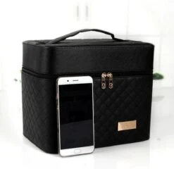 Confibel Make Up Koffer - Uitklapbaar - 5 Opbergbakken - Met Spiegel - Zwart -Mode-Cosmetica Winkel 1200x1167 31