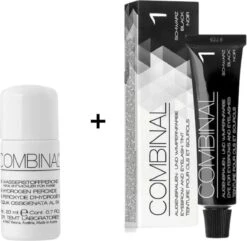 Combinal Wenkbrauw En Wimperverf - Zwart + Combinal Waterstofperoxide 5% - Wimpers - Wenkbrauwen - Wenkbrauwverf - Combideal -Mode-Cosmetica Winkel 1200x1169