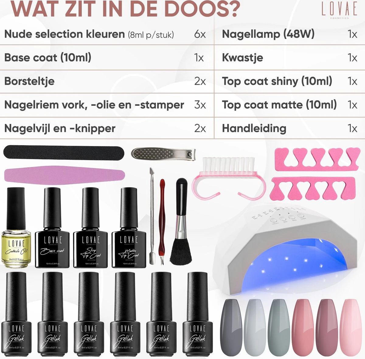 Gellak Starterspakket - Gellak - Gel Nagellak - Gellak Set - 6x8ML Kleuren - Nude Edition - Gellac - Nude Kleuren 8 Gellak Starterspakket - Gellak - Gel Nagellak - Gellak Set - 6x8ML Kleuren - Nude Edition - Gellac - Nude Kleuren - Afbeelding 6