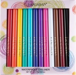 HANDAIYAN 12 Kleuren Mat Sneldrogend Niet Gemakkelijk Uit Te Vegen Kleur Eyeliner Set Make-up Show -Mode-Cosmetica Winkel 1200x1188 1