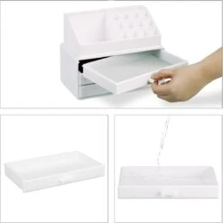 Relaxdays Make-up Organizer - Tweedelig - Cosmetica Opbergdoos - Wit -Mode-Cosmetica Winkel 1200x1198 43