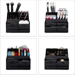 Relaxdays Make-up Organizer - Tweedelig - Cosmetica Opbergdoos + Lippenstift Houder - Zwart -Mode-Cosmetica Winkel 1200x1198 47