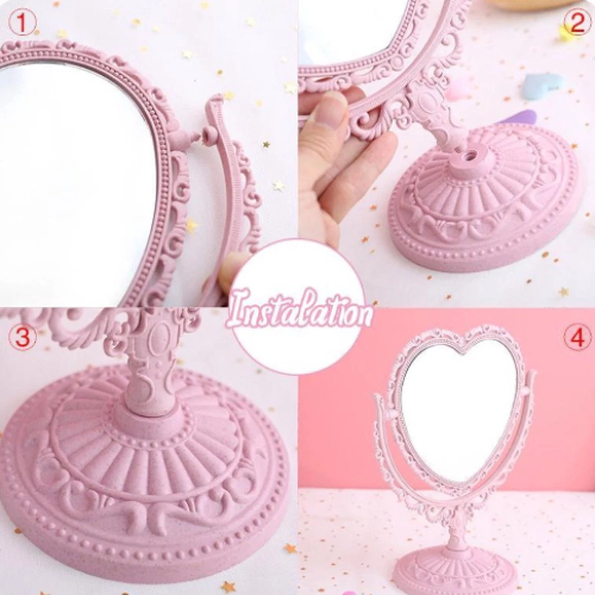 Merkloos Makeup Spiegel - Dubbelzijdig - Luxe - Draagbaar - Reis Make-up Spiegel - Roze 7 Merkloos Makeup Spiegel - Dubbelzijdig - Luxe - Draagbaar - Reis Make-up Spiegel - Roze - Afbeelding 5