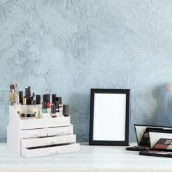 Relaxdays Make-up Organizer - Tweedelig - Cosmetica Opbergdoos - Wit -Mode-Cosmetica Winkel 1200x1200 1082