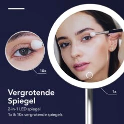 Make-up Spiegel Van Sanicraft® - USB Oplaadbaar - 360 Graden Draaibaar - Make Up Spiegel Met LED Verlichting - Afneembaar 10x Vergroting Spiegeltje - Diameter 17cm -Mode-Cosmetica Winkel 1200x1200 1087