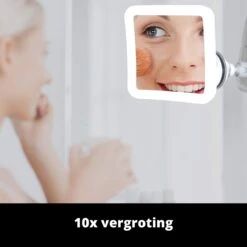 Vergroot Make Up En Scheer Spiegel Met LED Verlichting Vierkant - 10x Vegroting En Natuurlijk Licht Voor Cosmetica/Scheren/Epileren - 360° Graden Verstelbare Zuignap En Wandbevestiging -Mode-Cosmetica Winkel 1200x1200 1097