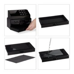 Relaxdays Make-up Organizer - Tweedelig - Cosmetica Opbergdoos + Lippenstift Houder - Zwart -Mode-Cosmetica Winkel 1200x1200 1103