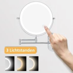 360° Draaibaar LED Scheerspiegel Met 5X Vergroting - 3 Lichtstanden - Dimstanden - Badkamerspiegel Met Natuurlijk Licht - Make-up Spiegel - Draadloos - Werkt Op Batterijen -Mode-Cosmetica Winkel 1200x1200 1158