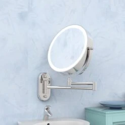 360° Draaibaar LED Scheerspiegel Met 5X Vergroting - 3 Lichtstanden - Dimstanden - Badkamerspiegel Met Natuurlijk Licht - Make-up Spiegel - Draadloos - Werkt Op Batterijen -Mode-Cosmetica Winkel 1200x1200 1159