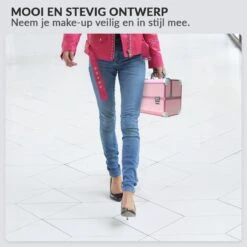 Confibel Cosmetica Koffer - Make Up Koffer Uitklapbaar - 5 Opbergbakken Make-up Koffer - Beautycase/Visagiekoffer /Cosmeticakoffer /Beautycase/ Nagelstylistekoffer - Roze -Mode-Cosmetica Winkel 1200x1200 1171