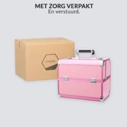 Confibel Cosmetica Koffer - Make Up Koffer Uitklapbaar - 5 Opbergbakken Make-up Koffer - Beautycase/Visagiekoffer /Cosmeticakoffer /Beautycase/ Nagelstylistekoffer - Roze -Mode-Cosmetica Winkel 1200x1200 1174