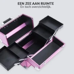 Confibel Cosmetica Koffer - Make Up Koffer Uitklapbaar - 5 Opbergbakken Make-up Koffer - Beautycase/Visagiekoffer /Cosmeticakoffer /Beautycase/ Nagelstylistekoffer - Roze -Mode-Cosmetica Winkel 1200x1200 1175