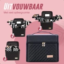 Make Up Koffer En Organizer - Beautycase Met Spiegel - Dames - Cosmetica En Visagie - Zwart -Mode-Cosmetica Winkel 1200x1200 1185
