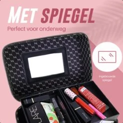 Make Up Koffer En Organizer - Beautycase Met Spiegel - Dames - Cosmetica En Visagie - Zwart -Mode-Cosmetica Winkel 1200x1200 1188