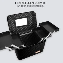 Confibel Make Up Koffer - Uitklapbaar - 5 Opbergbakken - Met Spiegel - Zwart -Mode-Cosmetica Winkel 1200x1200 1210