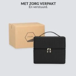 Confibel Make Up Koffer - Uitklapbaar - 5 Opbergbakken - Met Spiegel - Zwart -Mode-Cosmetica Winkel 1200x1200 1213