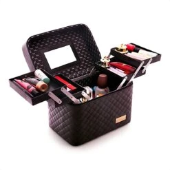 Confibel Make Up Koffer - Uitklapbaar - 5 Opbergbakken - Met Spiegel - Zwart -Mode-Cosmetica Winkel 1200x1200 1214