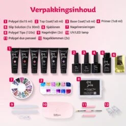 Miss Jules® Luxe Complete Polygel Kit - Polygel Nagels Starterspakket - 6 Kleuren - Perfecte Combinatie Gellak & Acryl - Incl. UV LED Lamp & Instructievideo (NL) -Mode-Cosmetica Winkel 1200x1200 760
