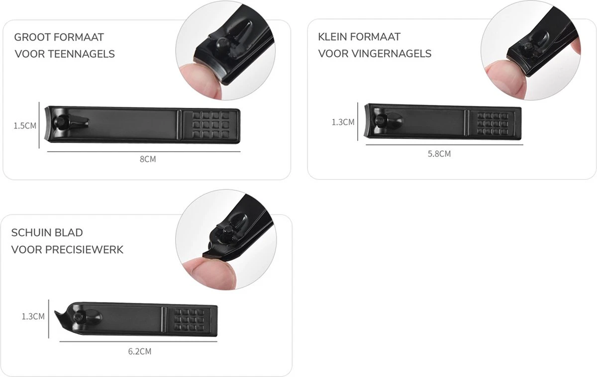 Nagelknipper Set - 3-delig - Zwart 4 Nagelknipper Set - 3-delig - Zwart - Afbeelding 2
