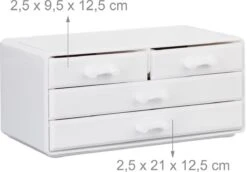 Relaxdays Make-up Organizer - Tweedelig - Cosmetica Opbergdoos - Wit -Mode-Cosmetica Winkel 1200x834 1