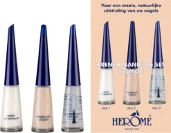 Herome French Manicure Set Salmon - Complete Set In 3 Stappen Een French Manicure - Met Een Salmon Kleurlak, Een Witte Nagellak Voor De Nagelranden En Een Top Coat - 3x10ml. -Mode-Cosmetica Winkel 1200x939 1