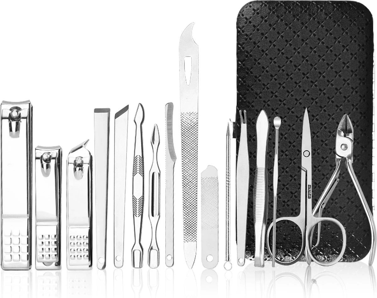 Medies - Luxe Manicureset 16 Delig Met Lederen Luxe Etui | Pedicure Set | Manicure Etui | Manicure Sets | Pedicure Sets | Nagelverzorging | Nagelknippers | Comedonlepels | Nagelvijl | Nagelriemknipper | Teennageltang | Nagelschaar | RVS 3 Medies - Luxe Manicureset 16 Delig Met Lederen Luxe Etui | Pedicure Set | Manicure Etui | Manicure Sets | Pedicure Sets | Nagelverzorging | Nagelknippers | Comedonlepels | Nagelvijl | Nagelriemknipper | Teennageltang | Nagelschaar | RVS