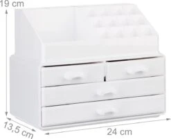 Relaxdays Make-up Organizer - Tweedelig - Cosmetica Opbergdoos - Wit -Mode-Cosmetica Winkel 1200x975