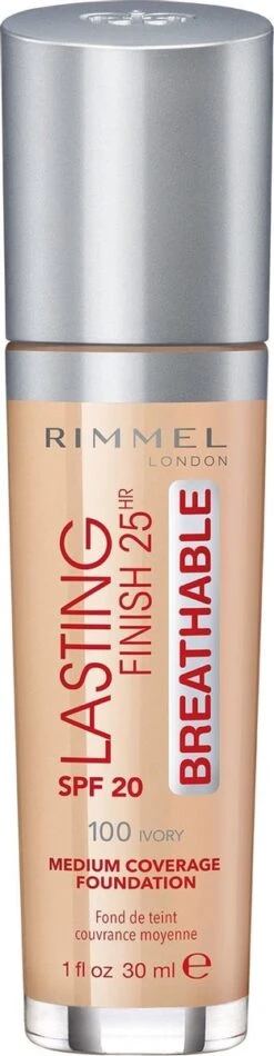 Rimmel London Rimmel Lasting Finish Breathable Foundation - 100 Ivory -Mode-Cosmetica Winkel 312x1200 1