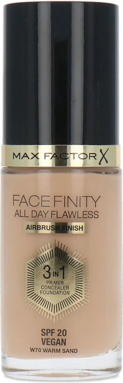Max Factor Facefinity All Day Flawless 3-In-1 Vegan Foundation 070 Warm Sand