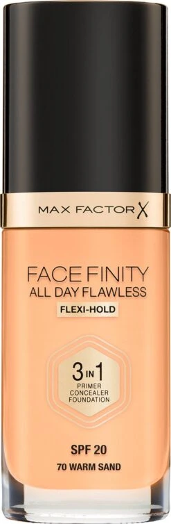 Max Factor Facefinity All Day Flawless 3-In-1 Vegan Foundation 070 Warm Sand 18 Max Factor Facefinity All Day Flawless 3-In-1 Vegan Foundation 070 Warm Sand -Mode-Cosmetica Winkel 393x1200