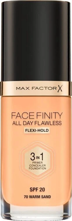 Max Factor Facefinity All Day Flawless 3-In-1 Vegan Foundation 070 Warm Sand 19 Max Factor Facefinity All Day Flawless 3-In-1 Vegan Foundation 070 Warm Sand -Mode-Cosmetica Winkel 394x1200