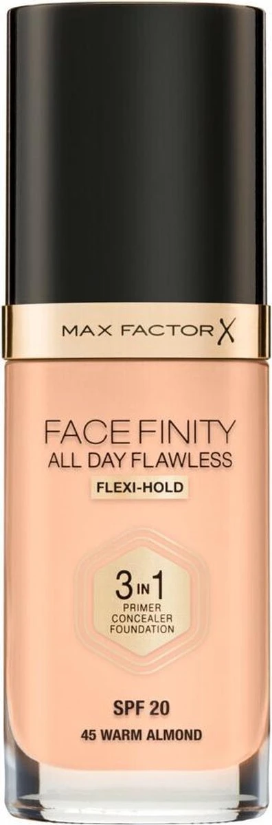 Max Factor Facefinity All Day Flawless 3-in-1 Liquid Foundation - 045 Almond 10 Max Factor Facefinity All Day Flawless 3-in-1 Liquid Foundation - 045 Almond - Afbeelding 8