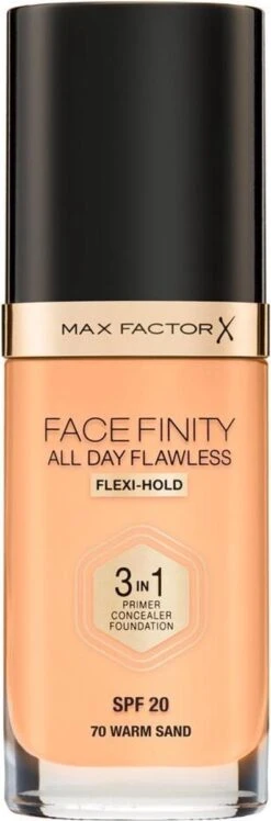 Max Factor Facefinity All Day Flawless 3-In-1 Vegan Foundation 070 Warm Sand 16 Max Factor Facefinity All Day Flawless 3-In-1 Vegan Foundation 070 Warm Sand -Mode-Cosmetica Winkel 396x1200
