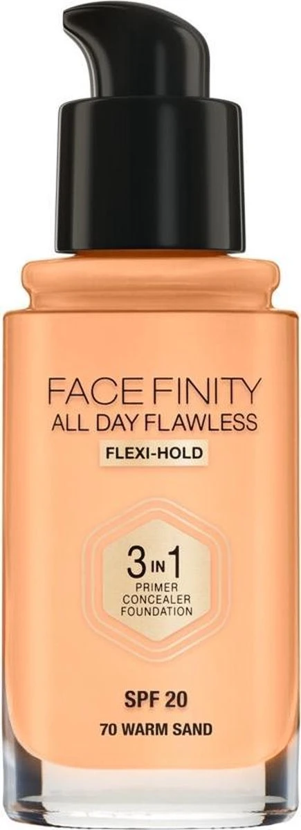Max Factor Facefinity All Day Flawless 3-In-1 Vegan Foundation 070 Warm Sand 4 Max Factor Facefinity All Day Flawless 3-In-1 Vegan Foundation 070 Warm Sand - Afbeelding 2