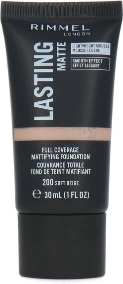 Rimmel London Lasting Matte Foundation - 200 Soft Beige -Mode-Cosmetica Winkel 521x1200