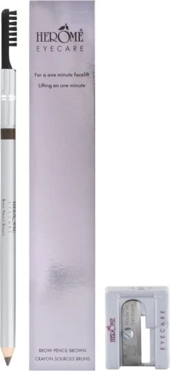 Herome Eye Care Wenkbrauwpotlood Bruin - Brow Pencil - Met Borsteltje, Stevige Potloodpunt En Puntenslijper